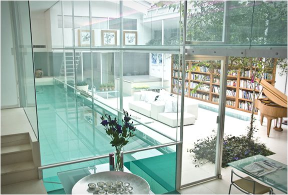 glass indoor pool