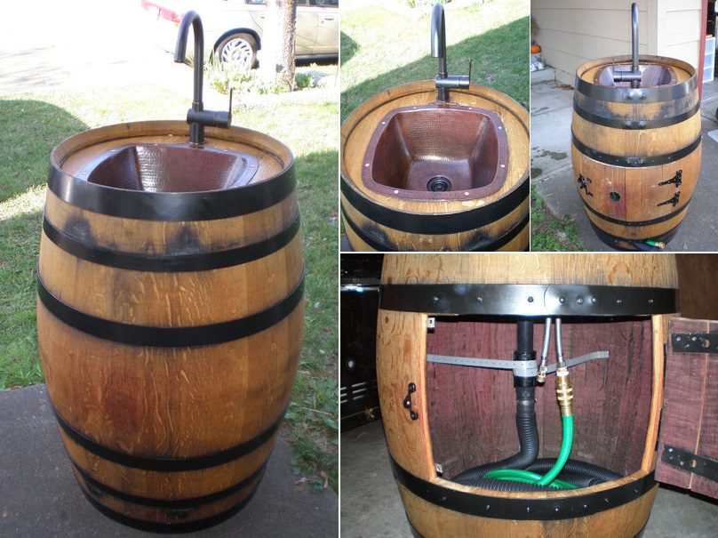 Outdoor Sink Made Of A Wine Barrel Icreatived