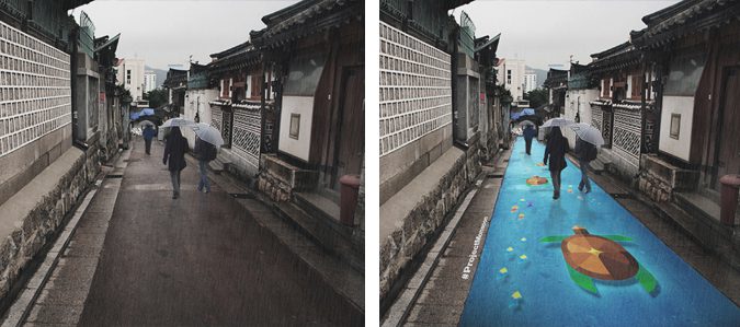 Water-Activated Street Murals That Only Apper When it Rains 2