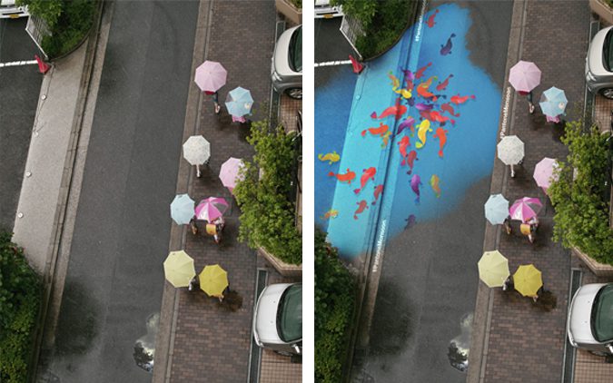 Water-Activated Street Murals That Only Apper When it Rains 3
