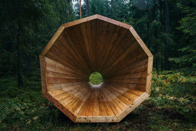 Giant Wooden Megaphones In A Forest To Amplify The Sounds Of Nature 2