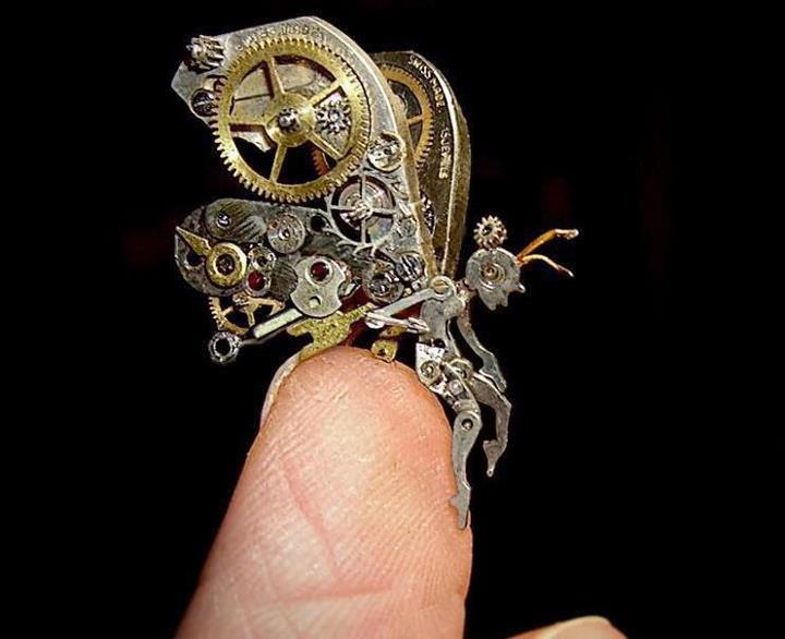 Gorgeous Tiny Sculptures Made of Recycled Watches 2