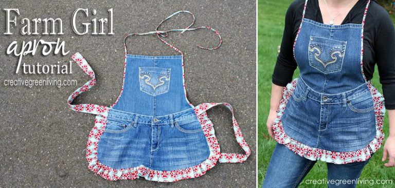 DIY Farm Girl Apron Tutorial from Recycled Jeans | iCreatived