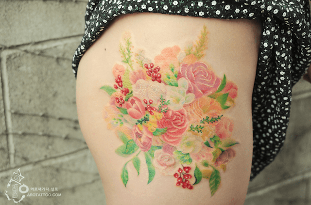 Ethereal Floral Tattoos Mimic Delicate Watercolor Paintings on Skin 5