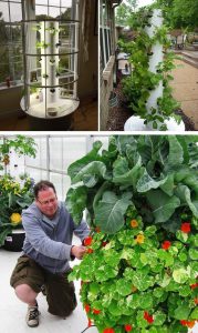 Tower Garden with a unique vertical garty system, which has only fresh fruit and vegetables at home