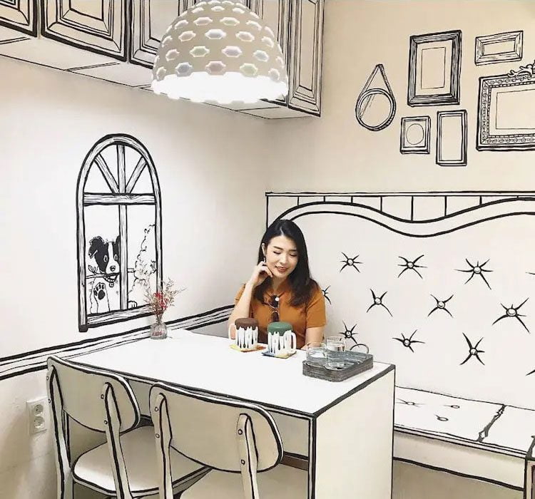 cartoon coffee shop korea