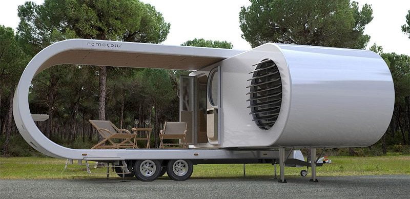 Futuristic Camper Van Extends To Reveal Fascinating Party Deck