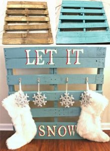 DIY Holiday Stocking Holder Made From Pallet