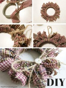 Mason Jar Lid Mini Fabric Wreath Ornaments