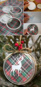 Plaid Reindeer Mason Jar Lid Ornament