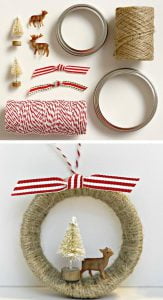 Twine Wrapped Deer And Tree Mason Jar Ornament