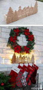 DIY Christmas Village Silhouette Stocking Hanger Box