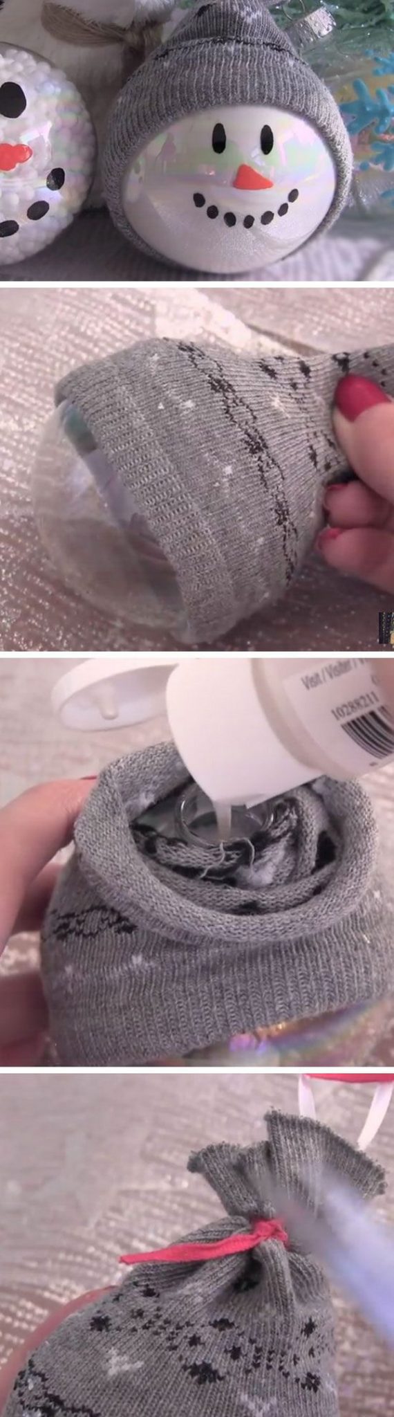 DIY Repurposed Sock Snowman Ornaments