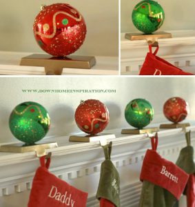 DIY $5 Christmas Ornament Decorated Stocking Holder