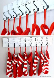DIY Rustic Numbered Wall Mounted Stocking Holder