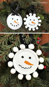 Mason Jar Lid Snowmen Ornaments