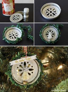 Glitter Mason Jar Lid Christmas Ornament