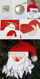 DIY Mason Jar Lid Santa Ornament