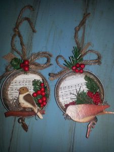 Twine Wrapped Jar Lid Ornaments