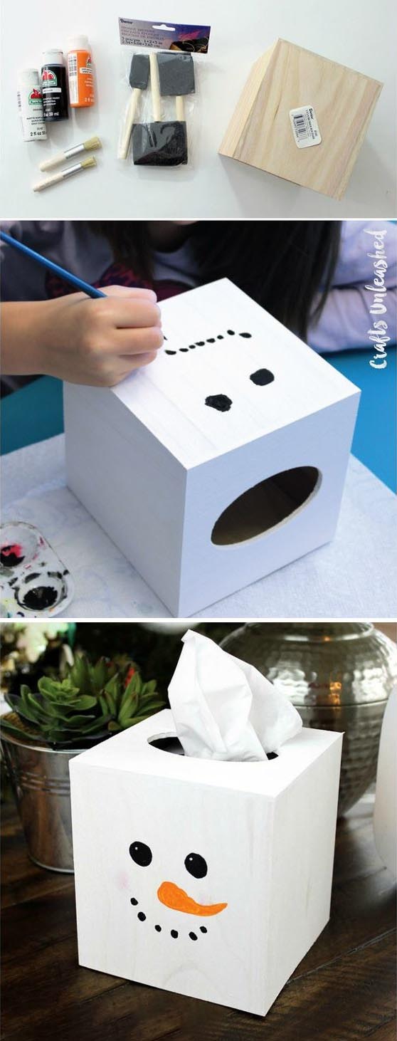 Tissue Box DIY Snowman Craft