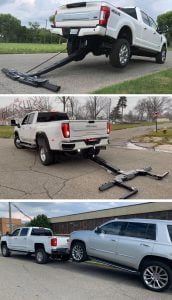 This ingenious system allows workers to transform their personal truck into a wrecker