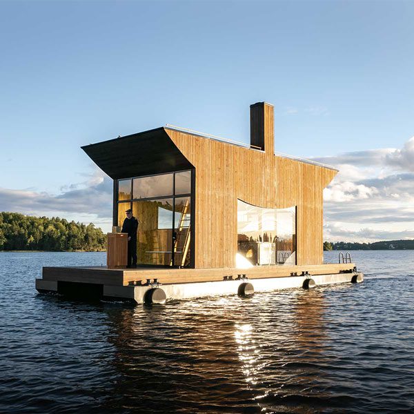 Big Branzino Wooden Floating Sauna in the Stockholm Archipelago