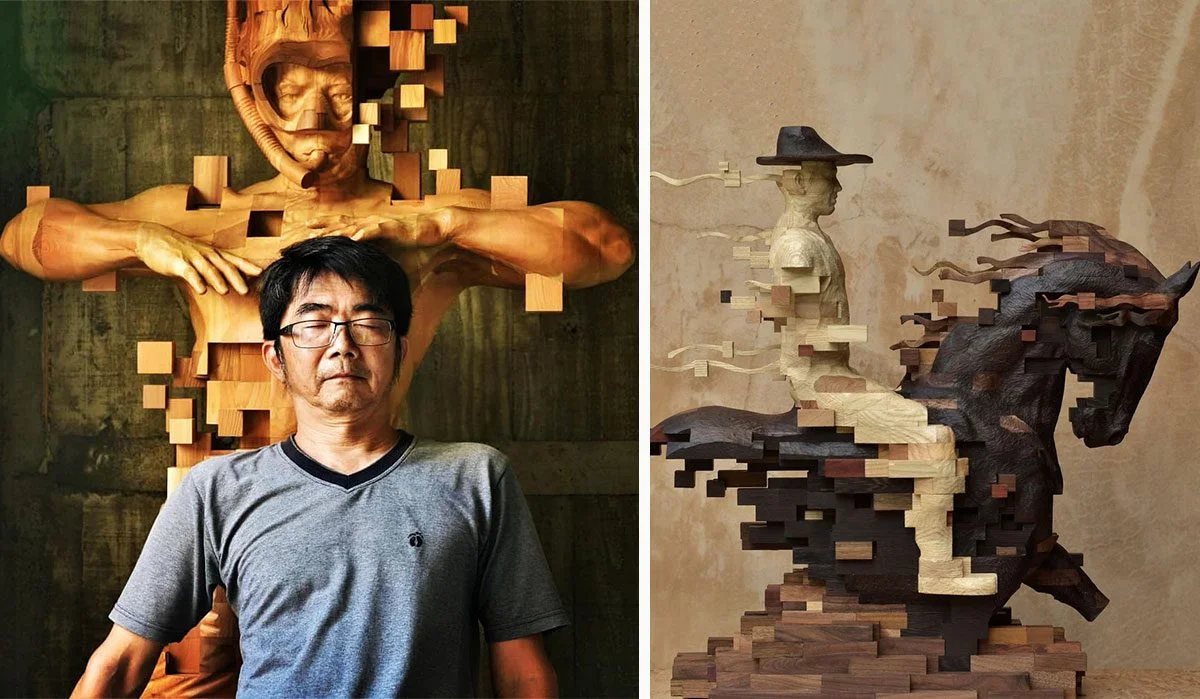 Han Hsu-Tung: Pixelated Wooden Sculpture Master | iCreatived