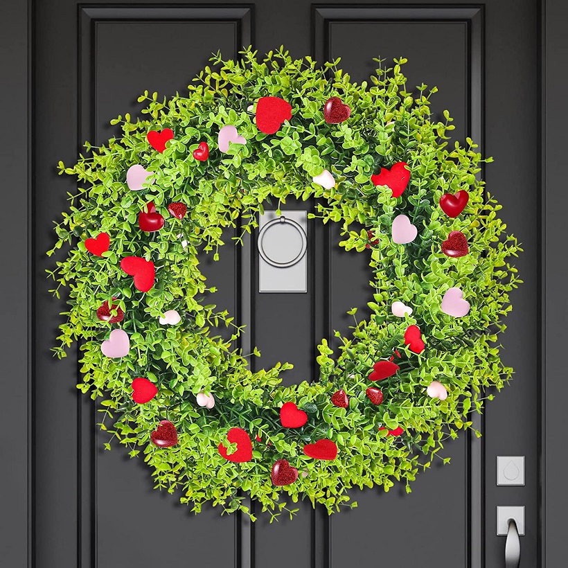 Valentine's Day green door wreath