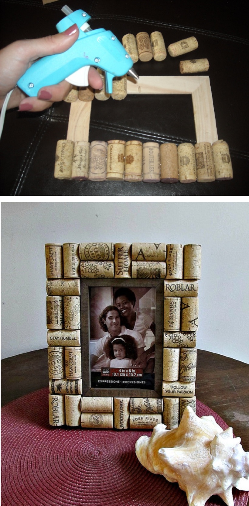 Valentine's day DIY photo frame made of wine corks