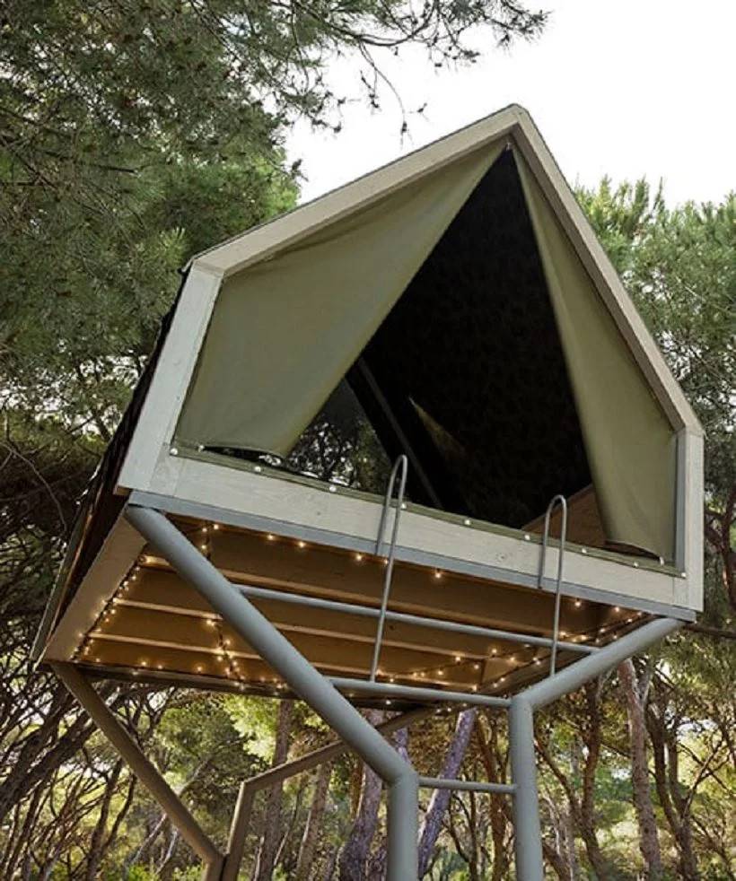 view from below of pinea camping suite