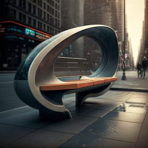Futuristic bench created on Midjourney