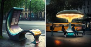 Futuristic Benches designed on Midjourney