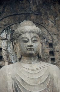 Close-up details of Vairocana's face