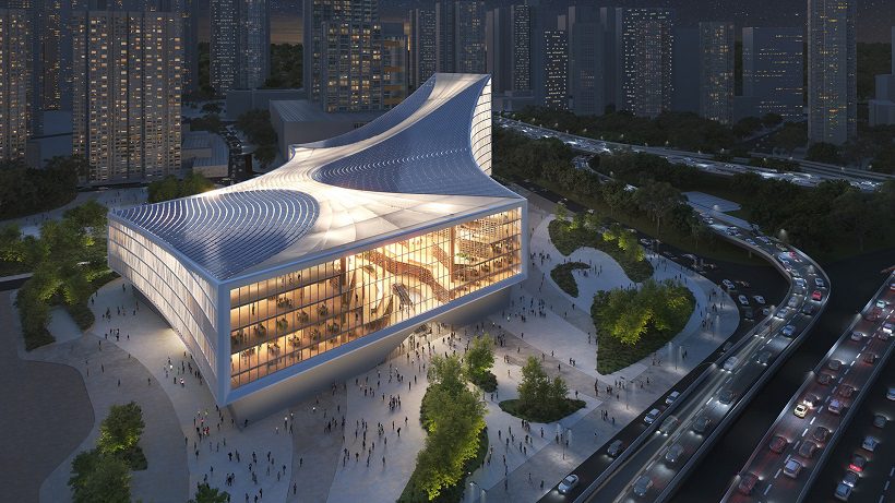 aerial viewpoint of new wuhan library