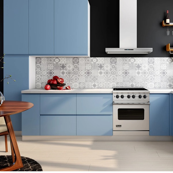 blue color in kitchen