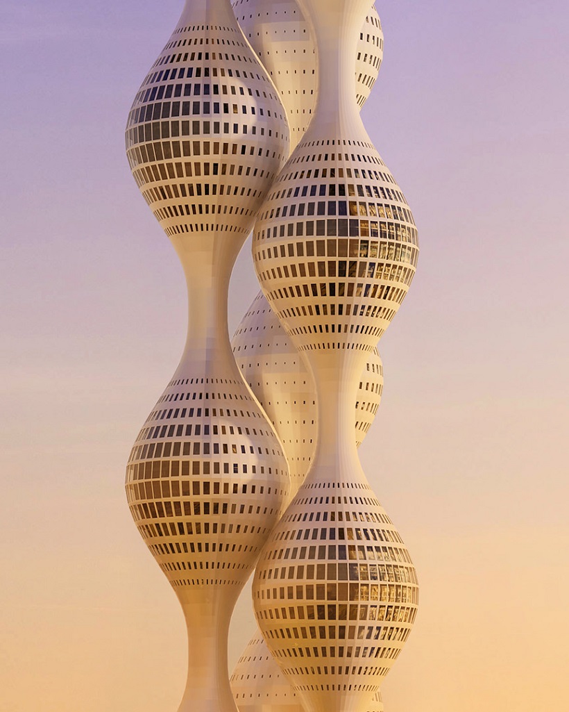 Undulating shape of the building