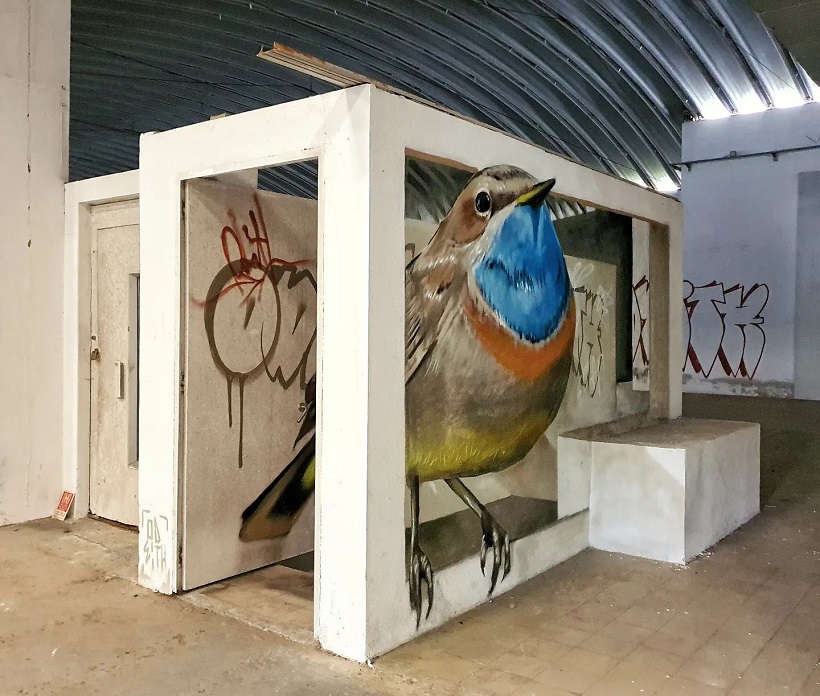 a graffiti - bird