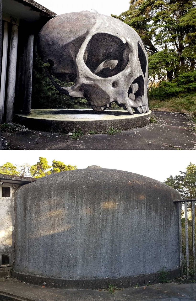 a giant skull graffiti