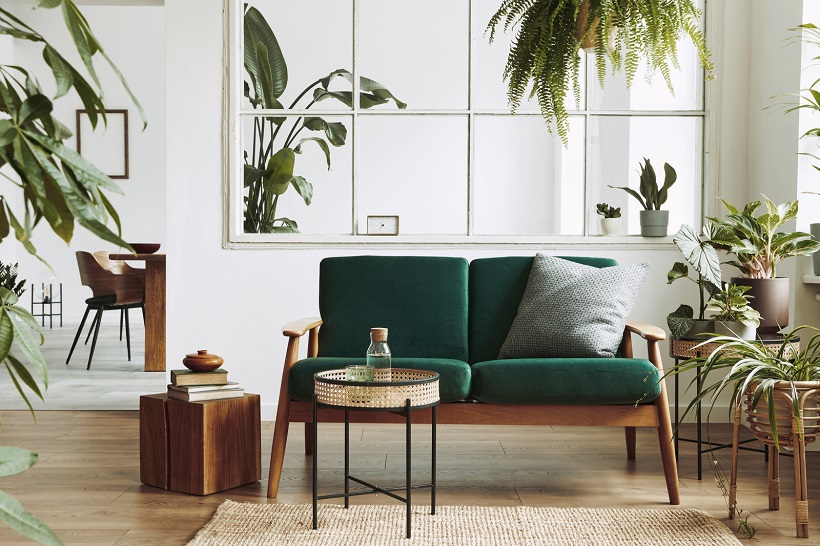 Scandinavian contrast colored living room
