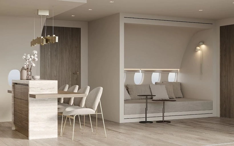 Living room of the jet villa