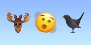 deer, shook face and crow emojis