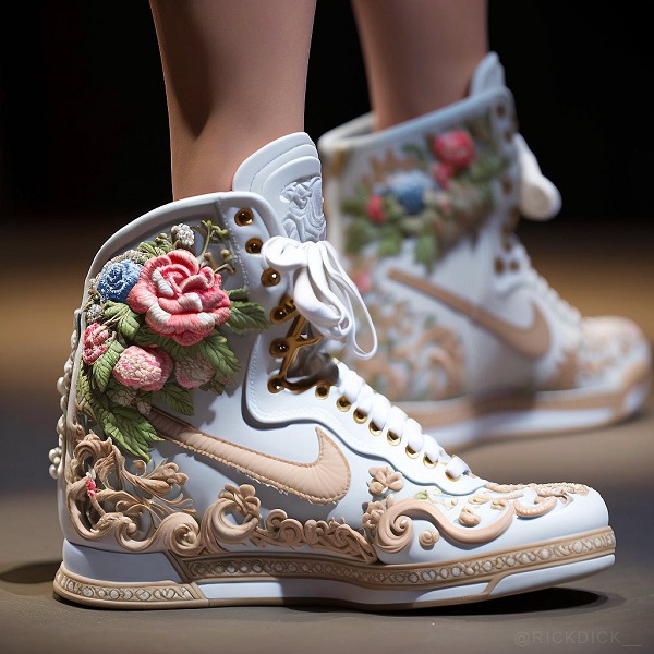 Nike Shoe with flowers