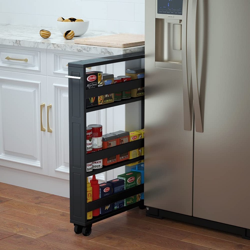 slim rolling cart for kitchen