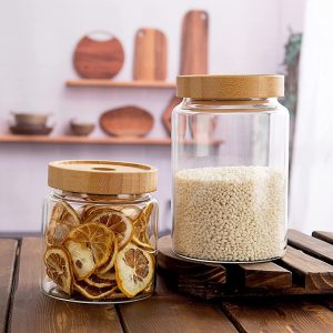 glass jar with wooden closure