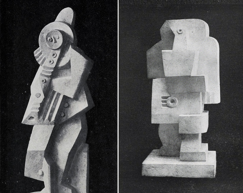 sculptures of Pierrot and Man with Guitar by Jacques Lipchitz