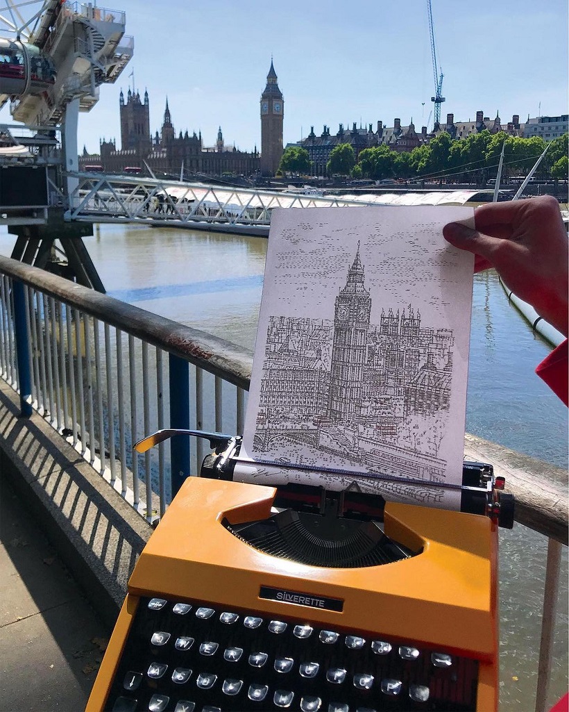 Big Ben Painted on typewriter