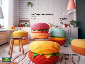 Hamburger stool set designed on Midjourney