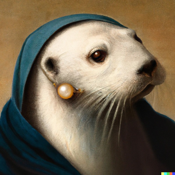 "A sea otter with a pearl earring" by Johannes Vermeer