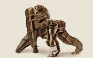 the framework of cardboard sculptures