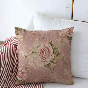 floral pillow on the couch